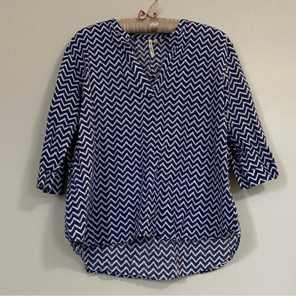 Grand & Greene Blue Chevron Blouse